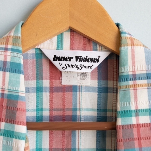 Vintage Inner Visions pastel plaid blazer-12 - Picture 3 of 4